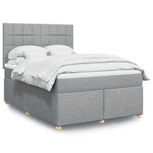 Box spring postel s matrací světle šedá 160 x 200 cm textil - obrázek 1