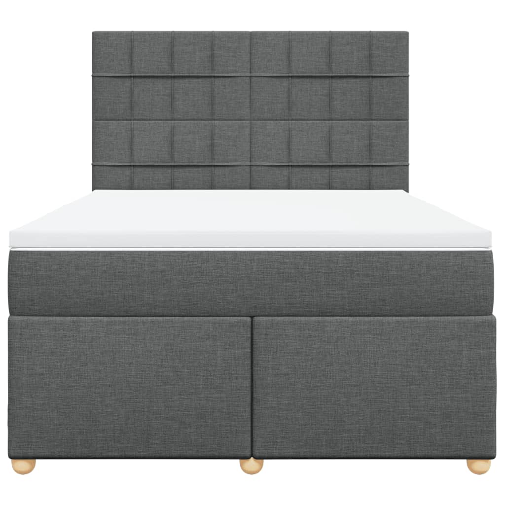 vidaXL Boxspring met matras stof donkergrijs 160x200 cm grijs, foto 4