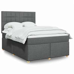 Box spring postel s matrací tmavě šedá 160x200 cm textil - obrázek 1