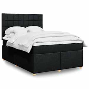 Box spring postel s matrací černá 160x200 cm textil - obrázek 1