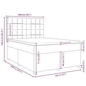 Box spring postel s matrací tmavě hnědá 160x200 cm textil - obrázek 13