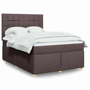 Box spring postel s matrací tmavě hnědá 160x200 cm textil - obrázek 1