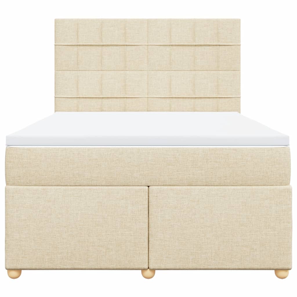 vidaXL Boxspring met matras stof crèmekleurig 160x200 cm, foto 4