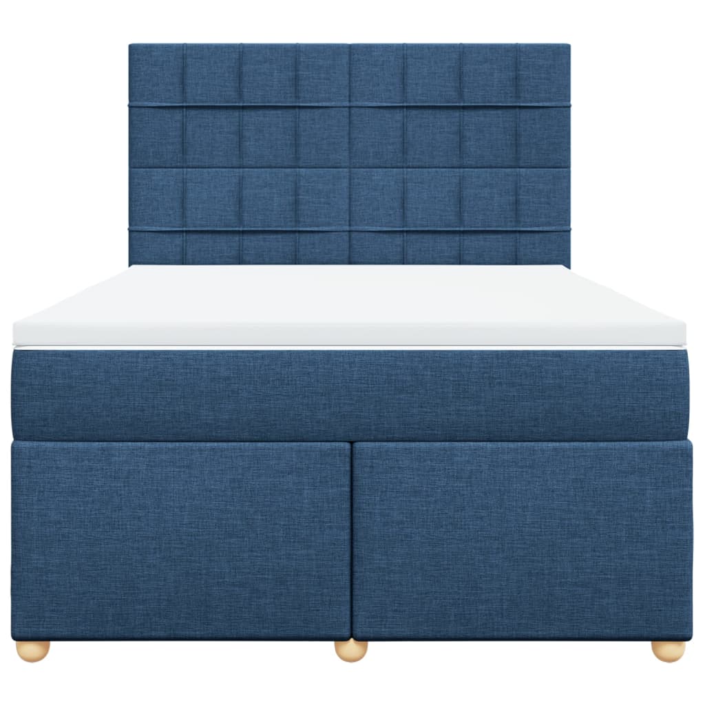 vidaXL Boxspring met matras stof blauw 160x200 cm, foto 4