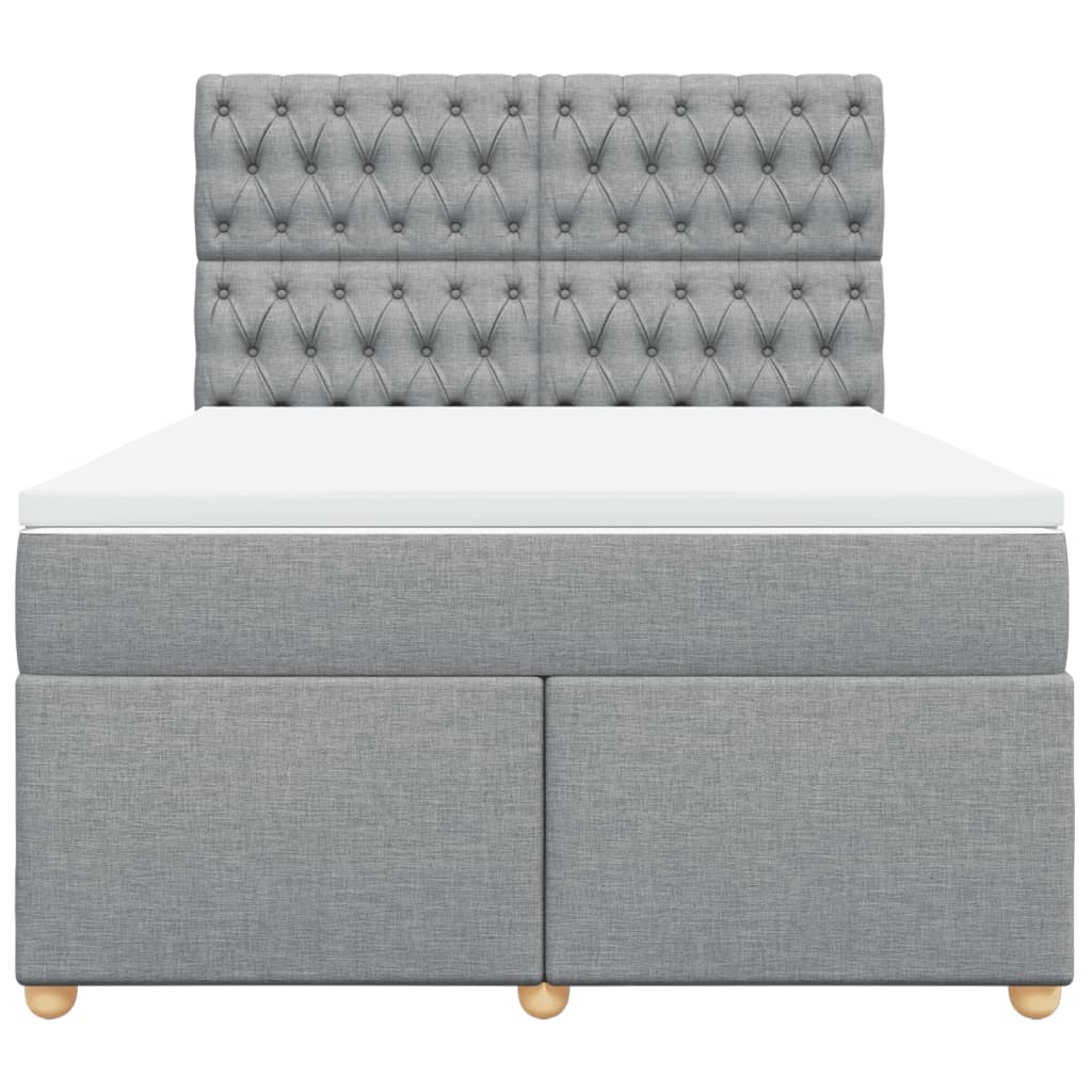 vidaXL Boxspring met matras stof lichtgrijs 160x200 cm grijs, foto 4
