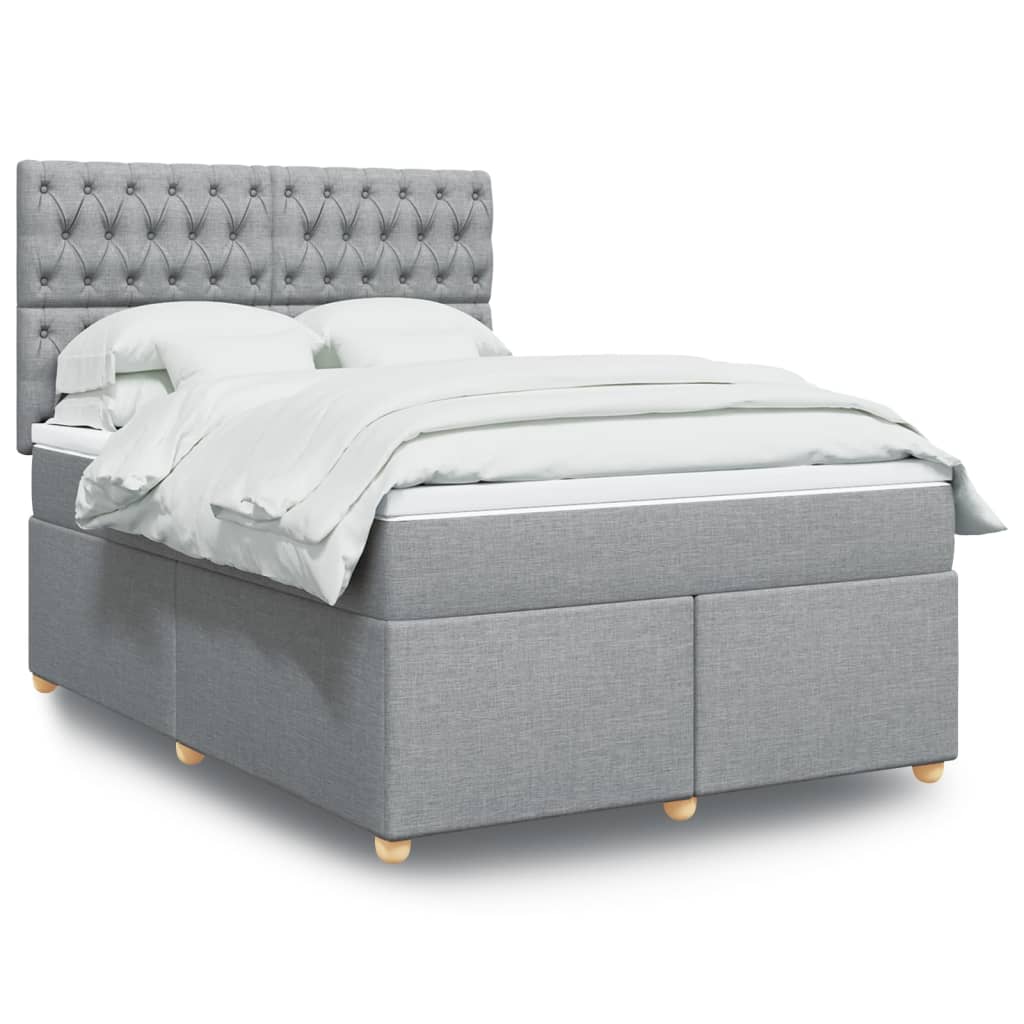 Boxspringbett mit Matratze Hellgrau 160×200 cm Stoff