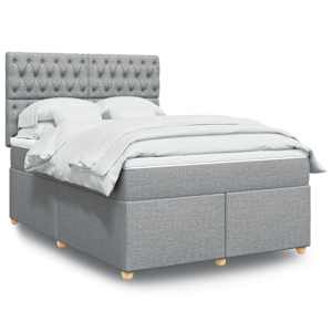 Box spring postel s matrací světle šedá 160 x 200 cm textil - obrázek 1