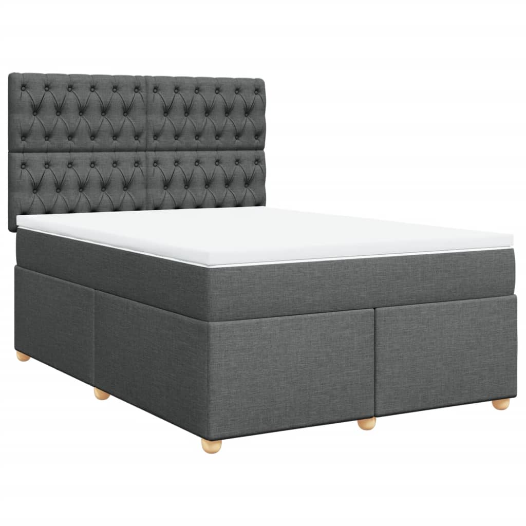 vidaXL Boxspring met matras stof donkergrijs 160x200 cm grijs, foto 3