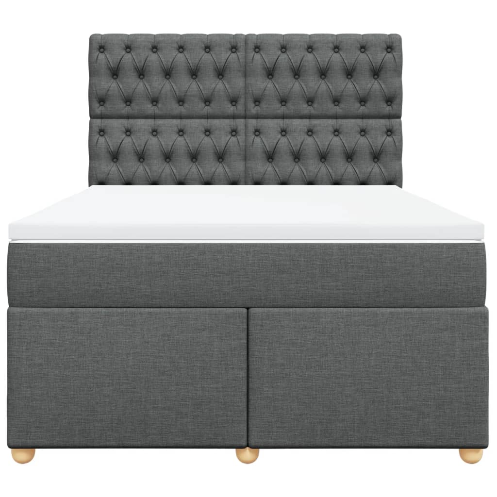 vidaXL Boxspring met matras stof donkergrijs 160x200 cm grijs, foto 4