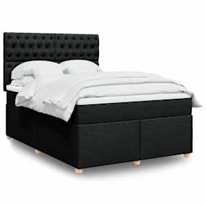 Box spring postel s matrací černá 160x200 cm textil - obrázek 1