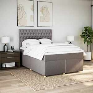 Box spring postel s matrací taupe 160x200 cm textil - obrázek 3