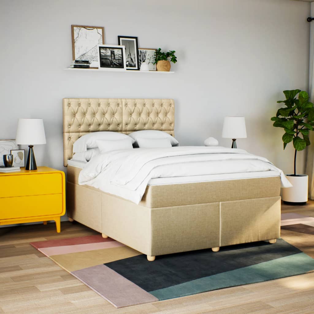 Thumbnail - vidaXL Boxspringbett mit Matratze Creme 160x200 cm Stoff