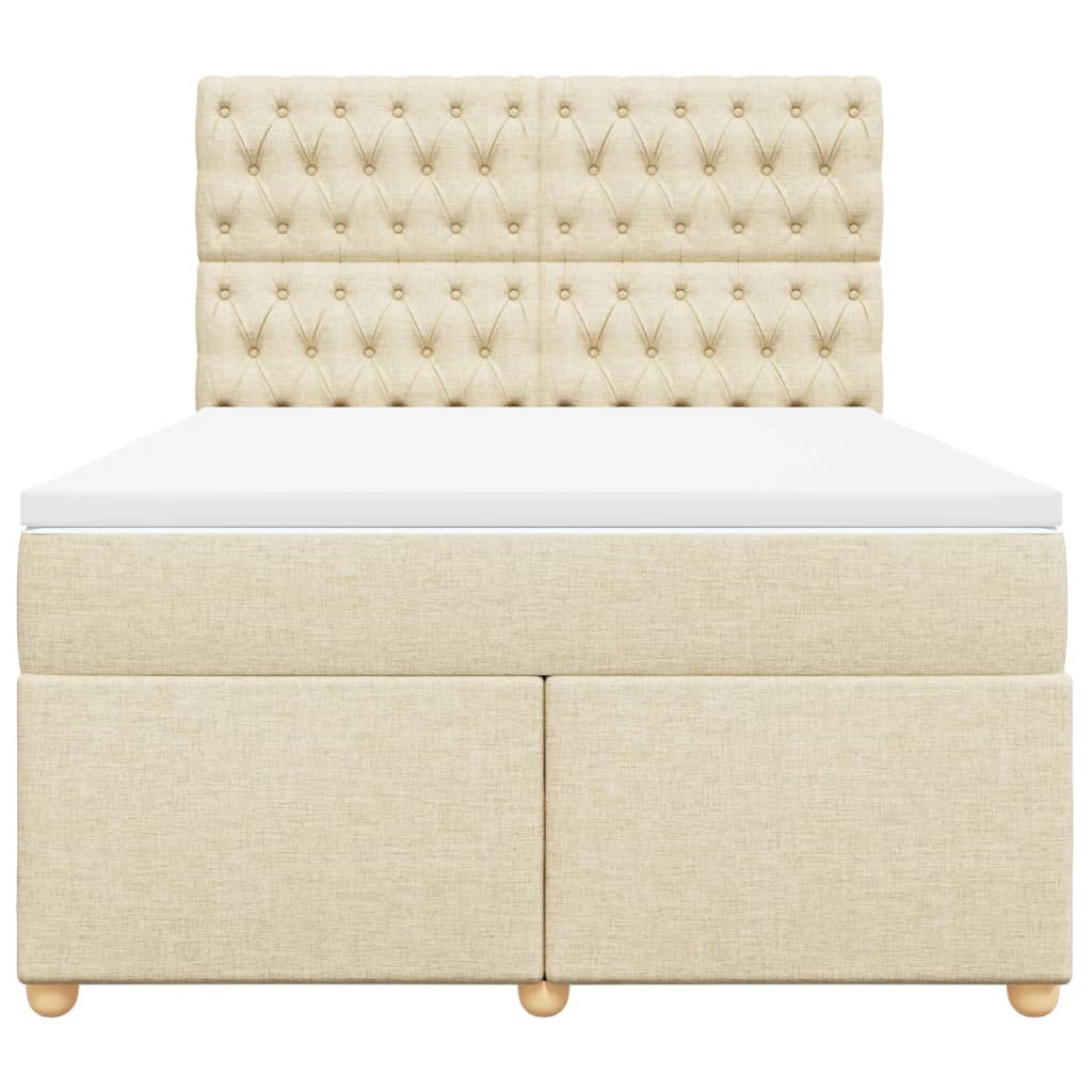vidaXL Boxspring met matras stof crèmekleurig 160x200 cm, foto 4