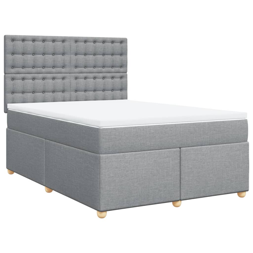 vidaXL Boxspring met matras stof lichtgrijs 160x200 cm grijs, foto 3