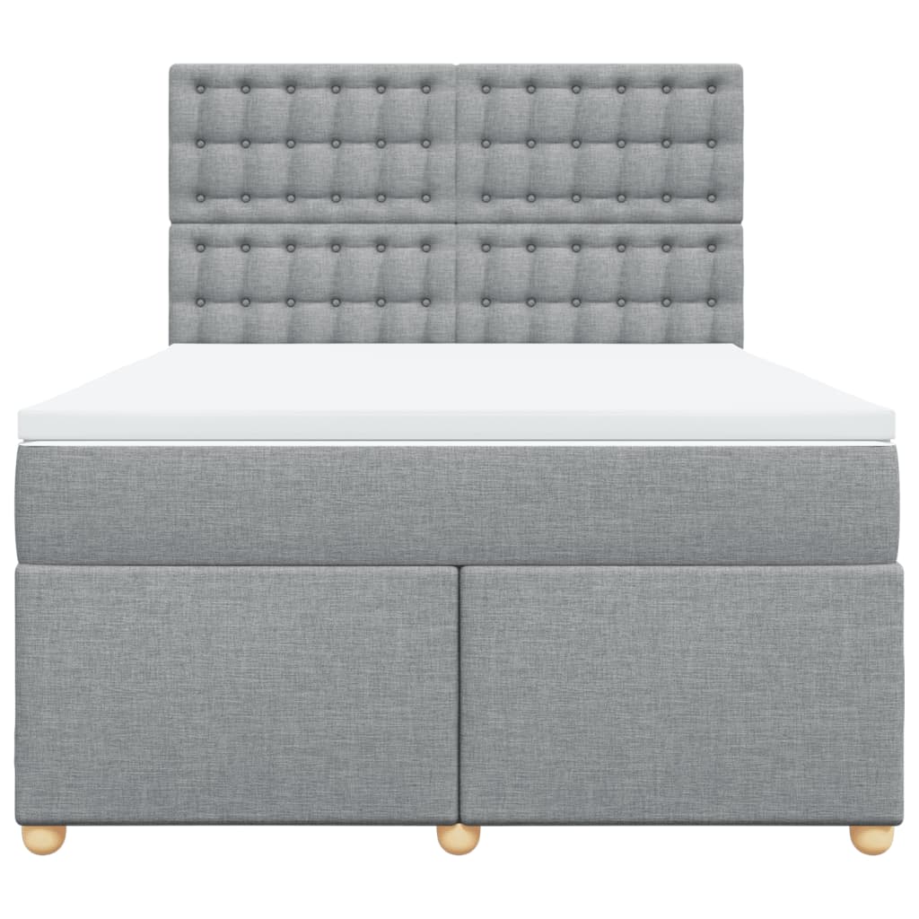 vidaXL Boxspring met matras stof lichtgrijs 160x200 cm grijs, foto 4