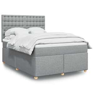 Box spring postel s matrací světle šedá 160 x 200 cm textil - obrázek 1