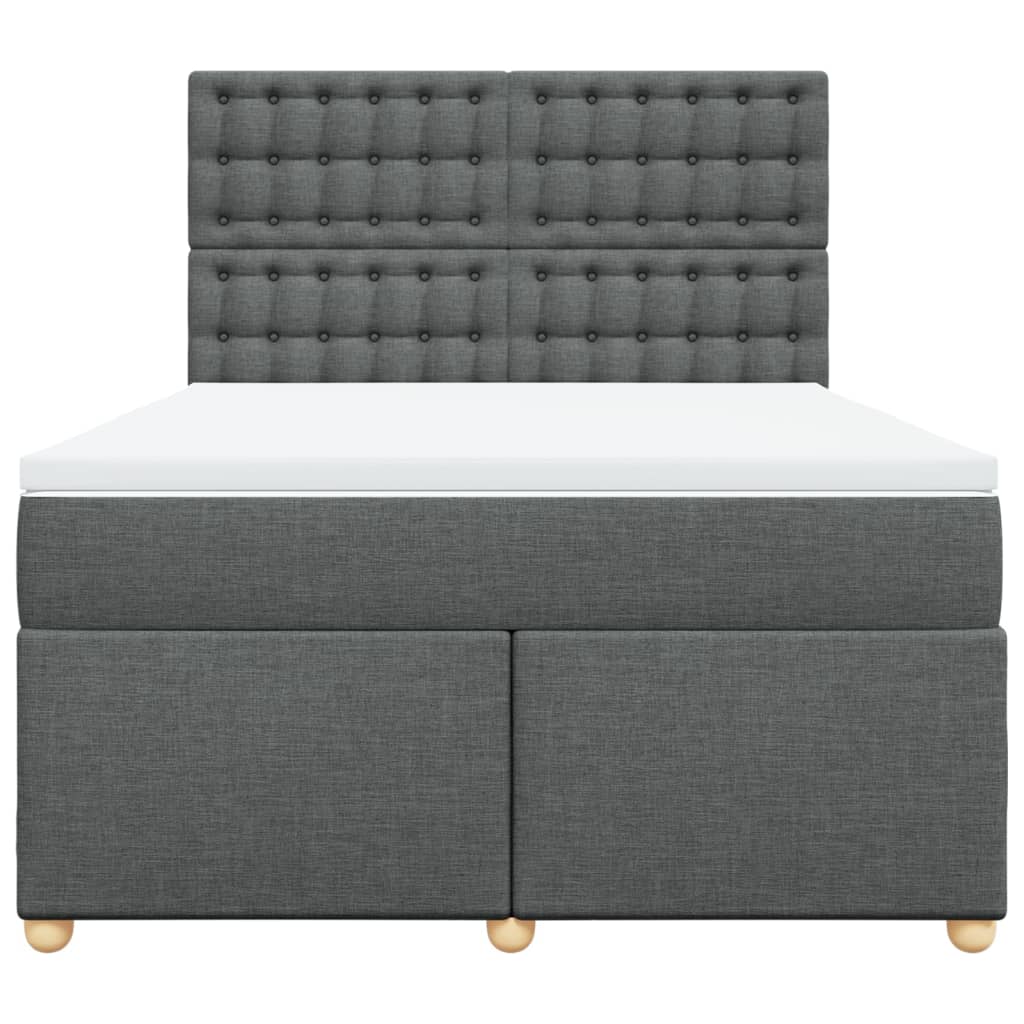 vidaXL Boxspring met matras stof donkergrijs 160x200 cm grijs, foto 4