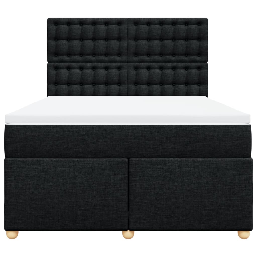 vidaXL Boxspring met matras stof zwart 160x200 cm, foto 4