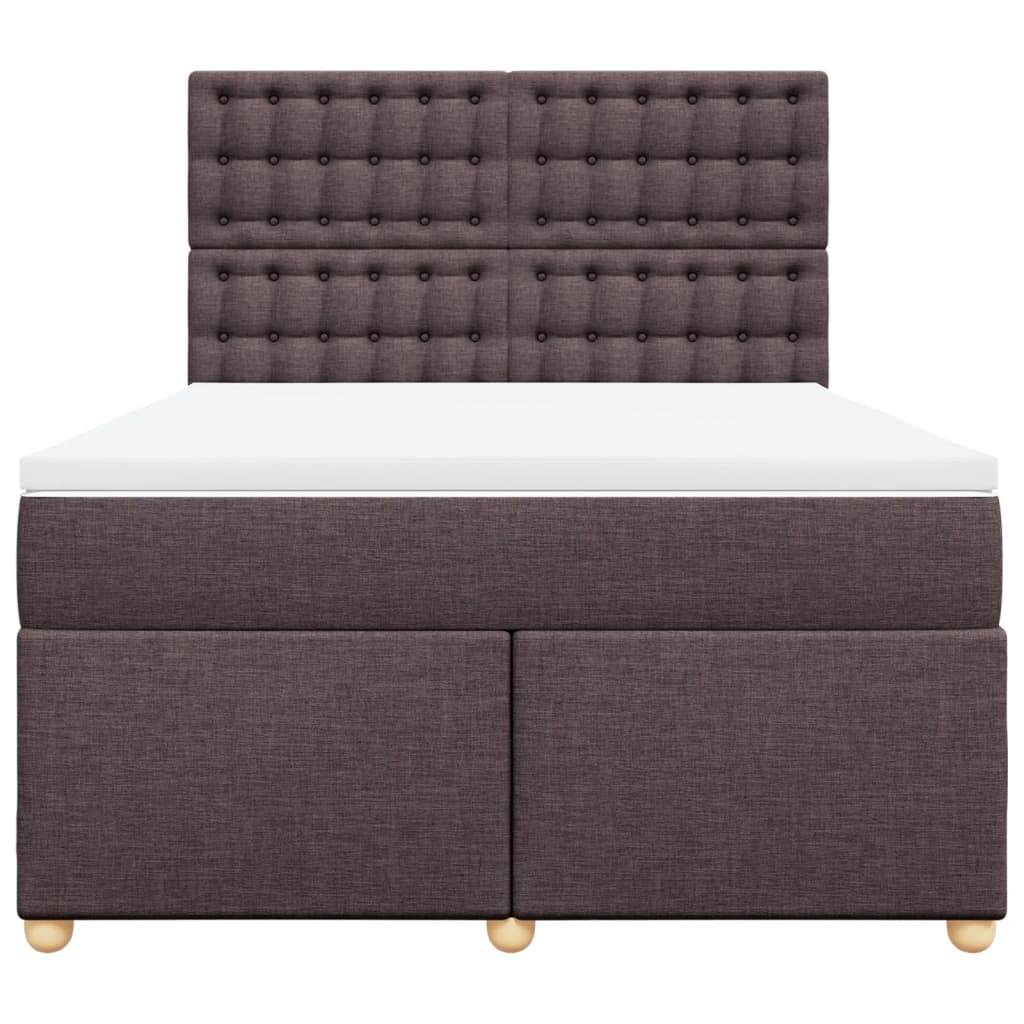 vidaXL Boxspring met matras stof donkerbruin 160x200 cm bruin, foto 4