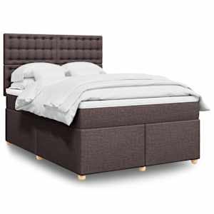 Box spring postel s matrací tmavě hnědá 160x200 cm textil - obrázek 1