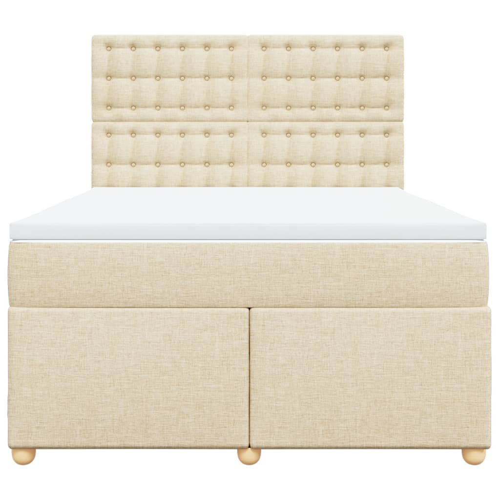vidaXL Boxspring met matras stof crèmekleurig 160x200 cm, foto 4