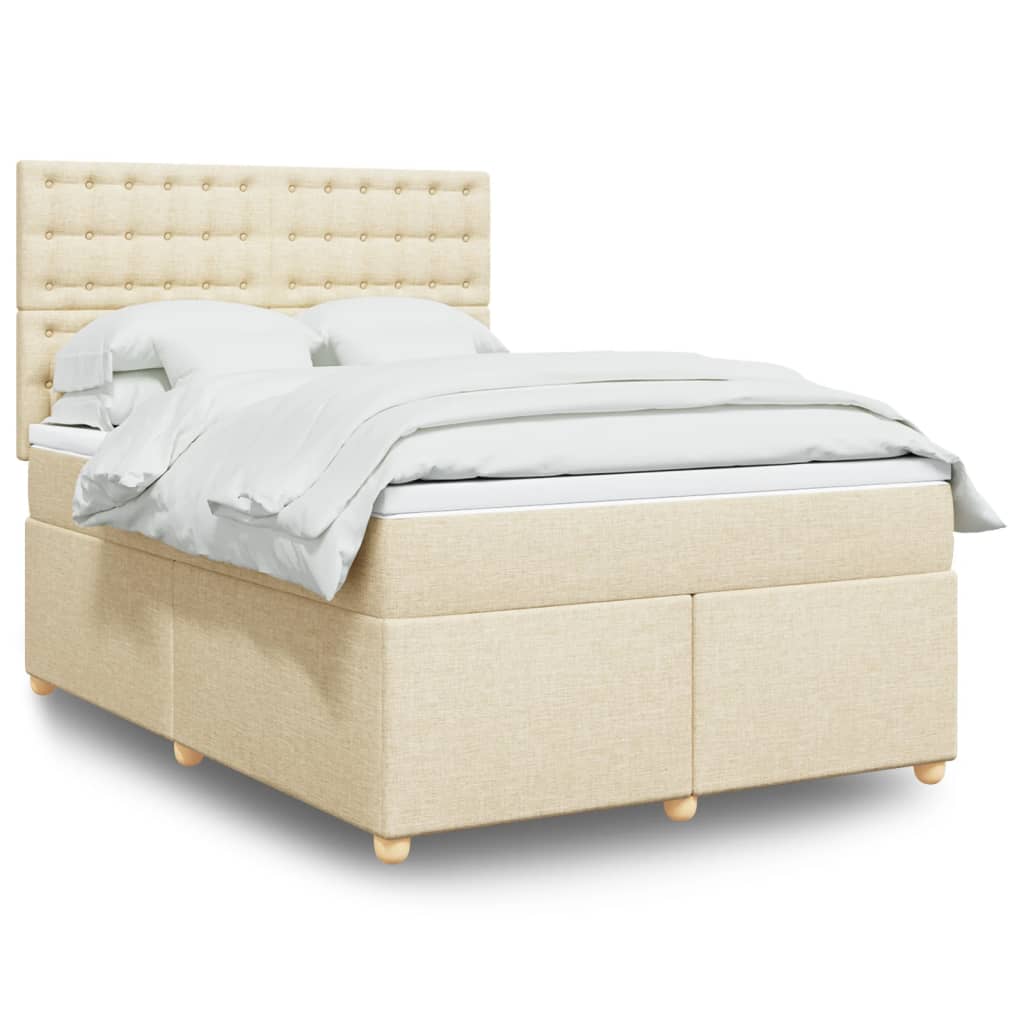 Boxspringbett mit Matratze Creme 160×200 cm Stoff