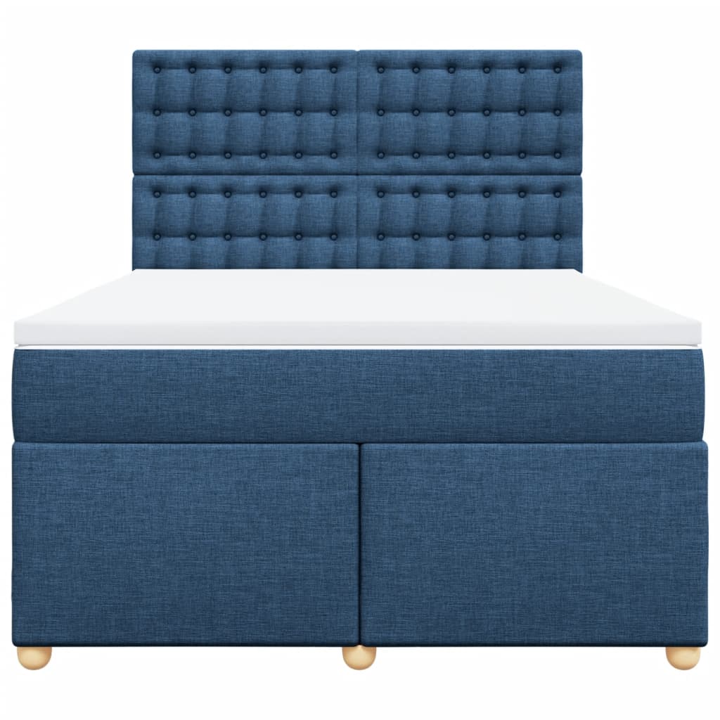 vidaXL Boxspring met matras stof blauw 160x200 cm, foto 4