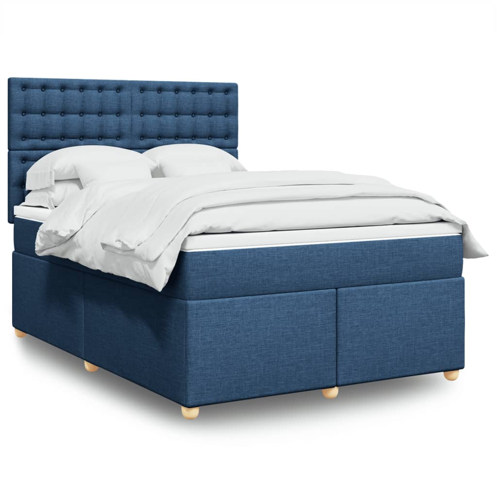 Boxspringbett mit Matratze Blau 160×200 cm Stoff