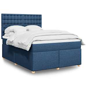 Box spring postel s matrací modrá 160x200 cm textil - obrázek 1