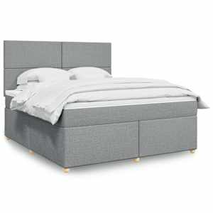 Box spring postel s matrací světle šedá 180 x 200 cm textil - obrázek 1