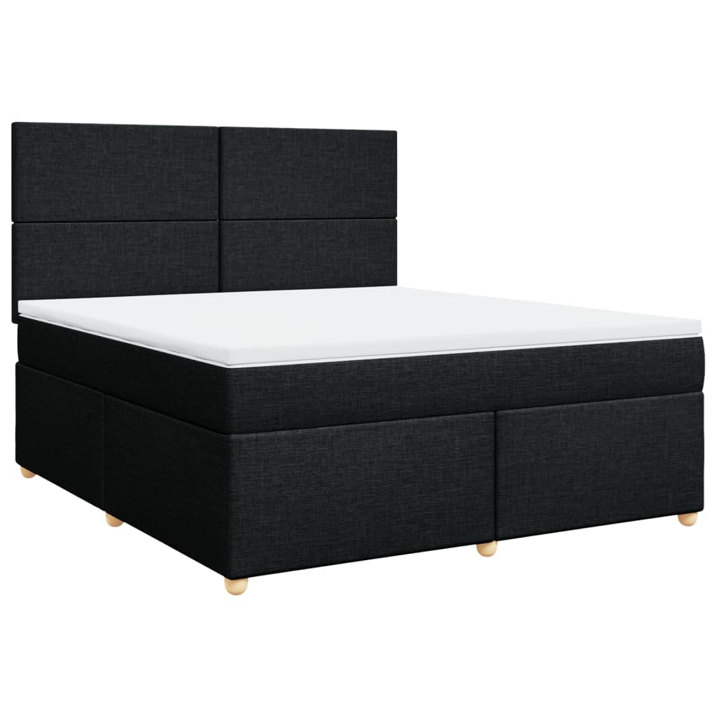 vidaXL Pat box spring cu saltea, negru, 180x200 cm, catifea
