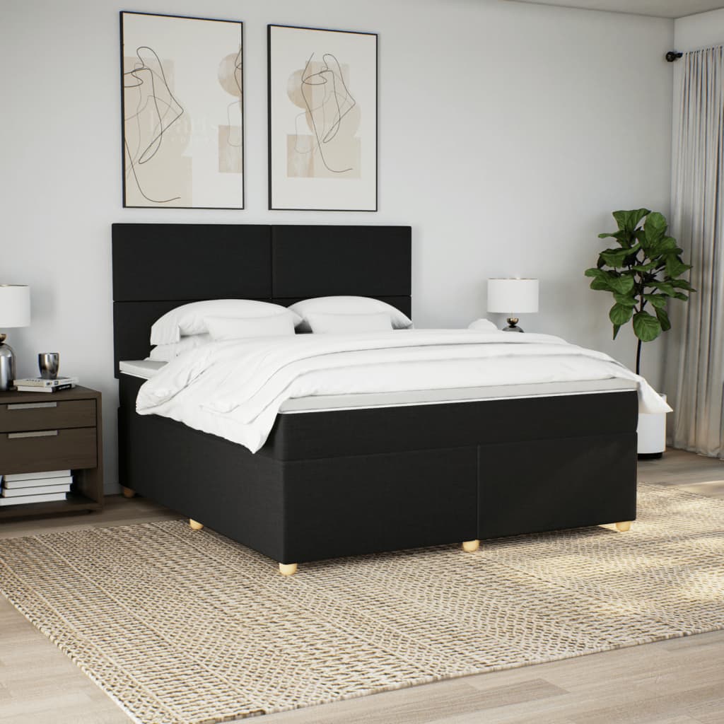 vidaXL Boxspring met matras stof zwart 180x200 cm, foto 2