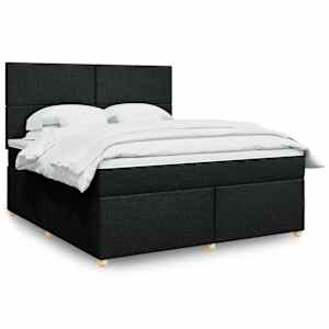 Box spring postel s matrací černá 180x200 cm textil - obrázek 1
