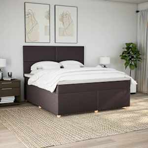 Box spring postel s matrací tmavě hnědá 180x200 cm textil - obrázek 3