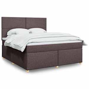 Box spring postel s matrací tmavě hnědá 180x200 cm textil - obrázek 1