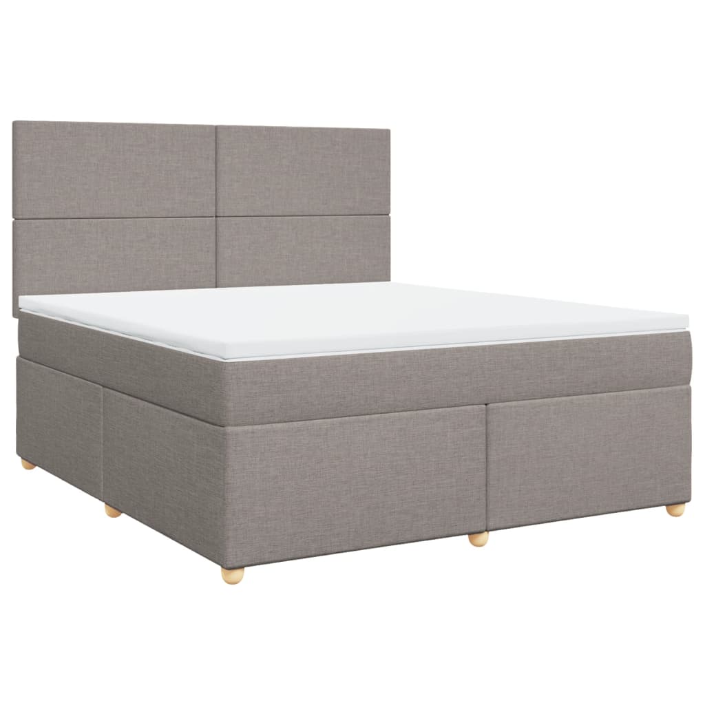 vidaXL Box spring postelja z vzmetnico taupe 180x200 cm blago