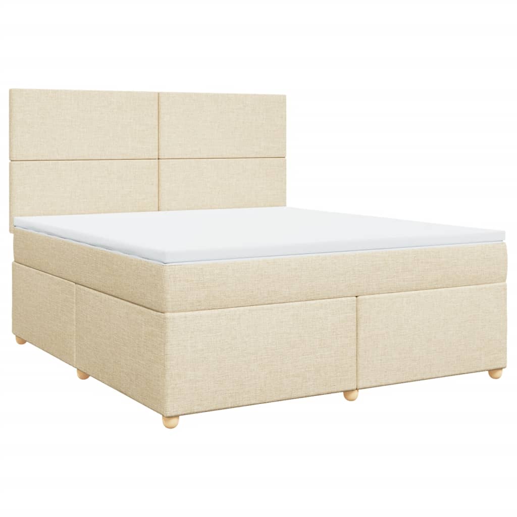 vidaXL Box spring postelja z vzmetnico krem 180x200 cm blago