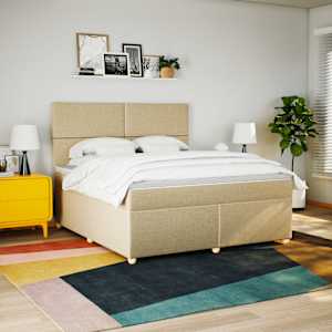Box spring postel s matrací krémová 180x200 cm textil - obrázek 3