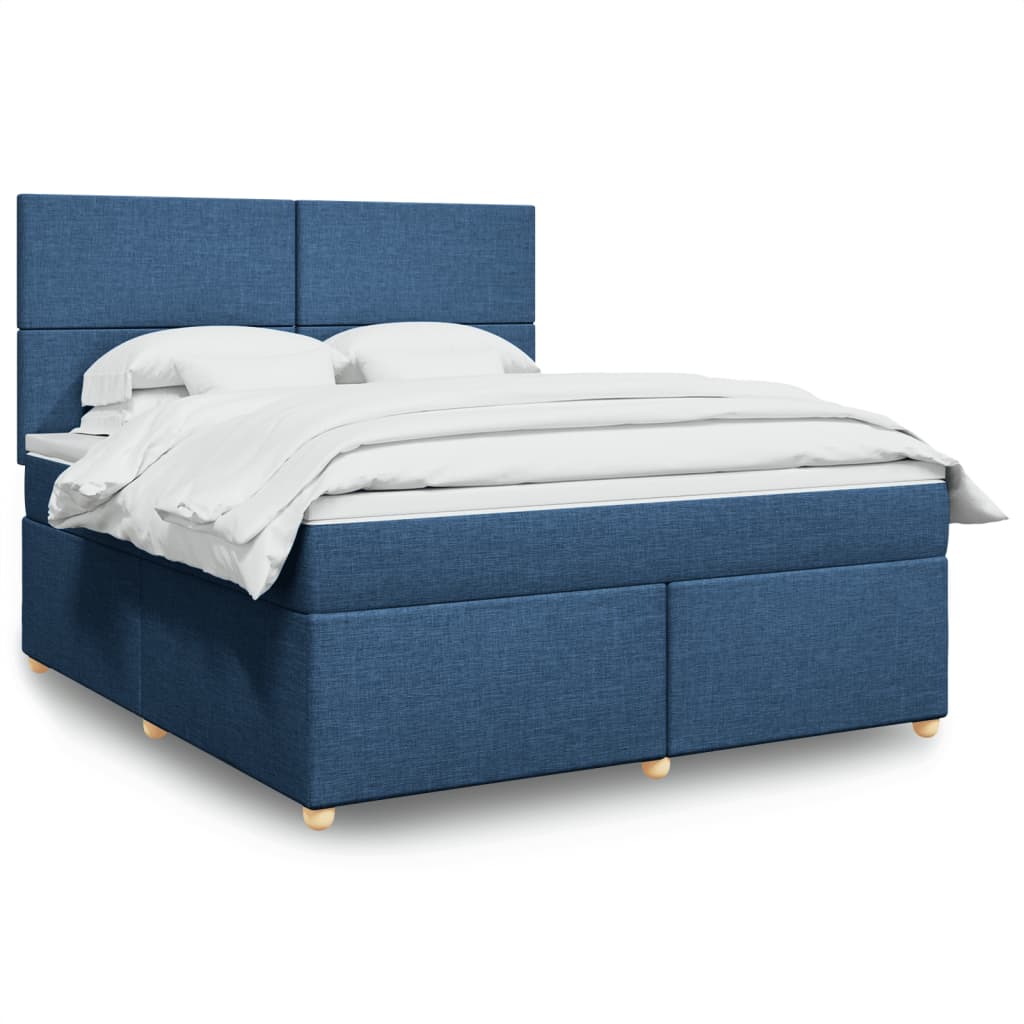 Boxspringbett mit Matratze Blau 180×200 cm Stoff