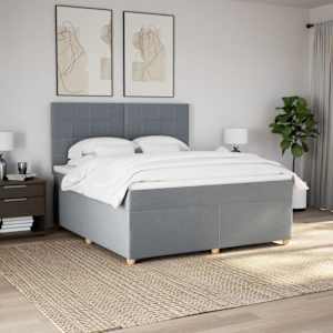 Box spring postel s matrací světle šedá 180 x 200 cm textil - obrázek 3