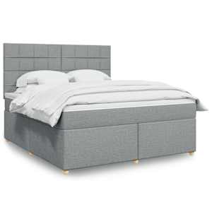 Box spring postel s matrací světle šedá 180 x 200 cm textil - obrázek 1