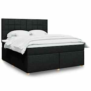 Box spring postel s matrací černá 180x200 cm textil - obrázek 1