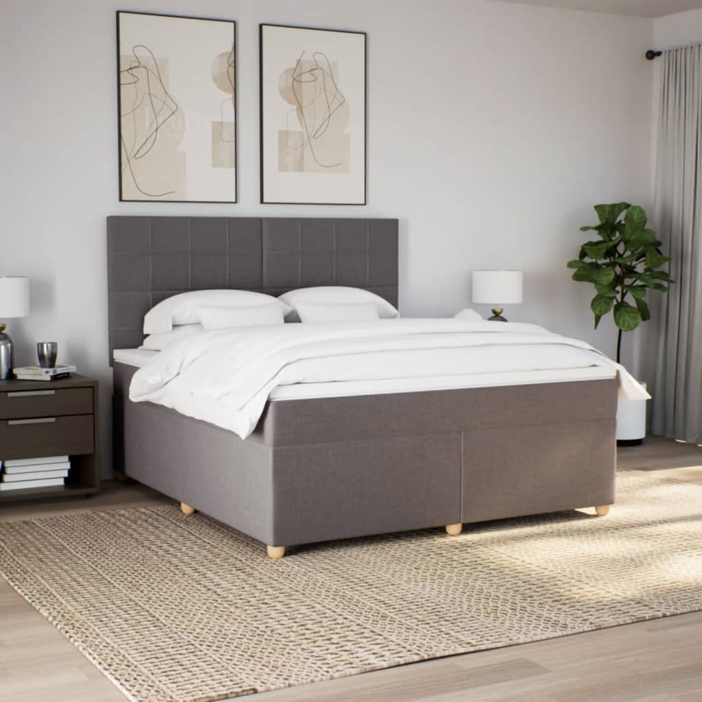 vidaXL Boxspring met matras stof taupe 180x200 cm, foto 2