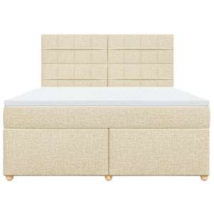 Box spring postel s matrací krémová 180x200 cm textil - obrázek 4