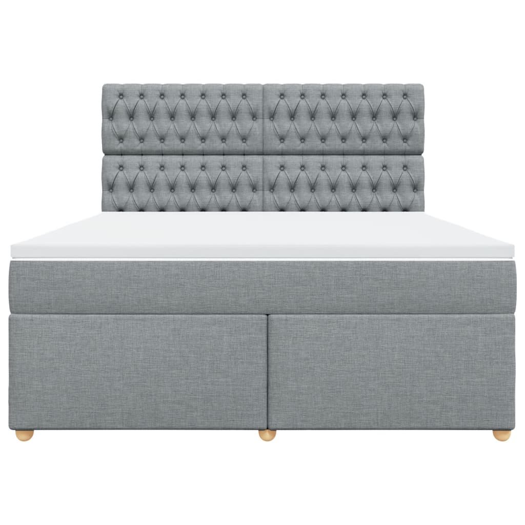 vidaXL Boxspring met matras stof lichtgrijs 180x200 cm grijs, foto 4