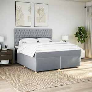 Box spring postel s matrací světle šedá 180 x 200 cm textil - obrázek 3