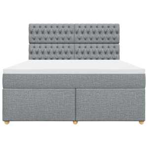 Box spring postel s matrací světle šedá 180 x 200 cm textil - obrázek 4