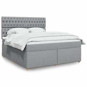 Box spring postel s matrací světle šedá 180 x 200 cm textil - obrázek 1