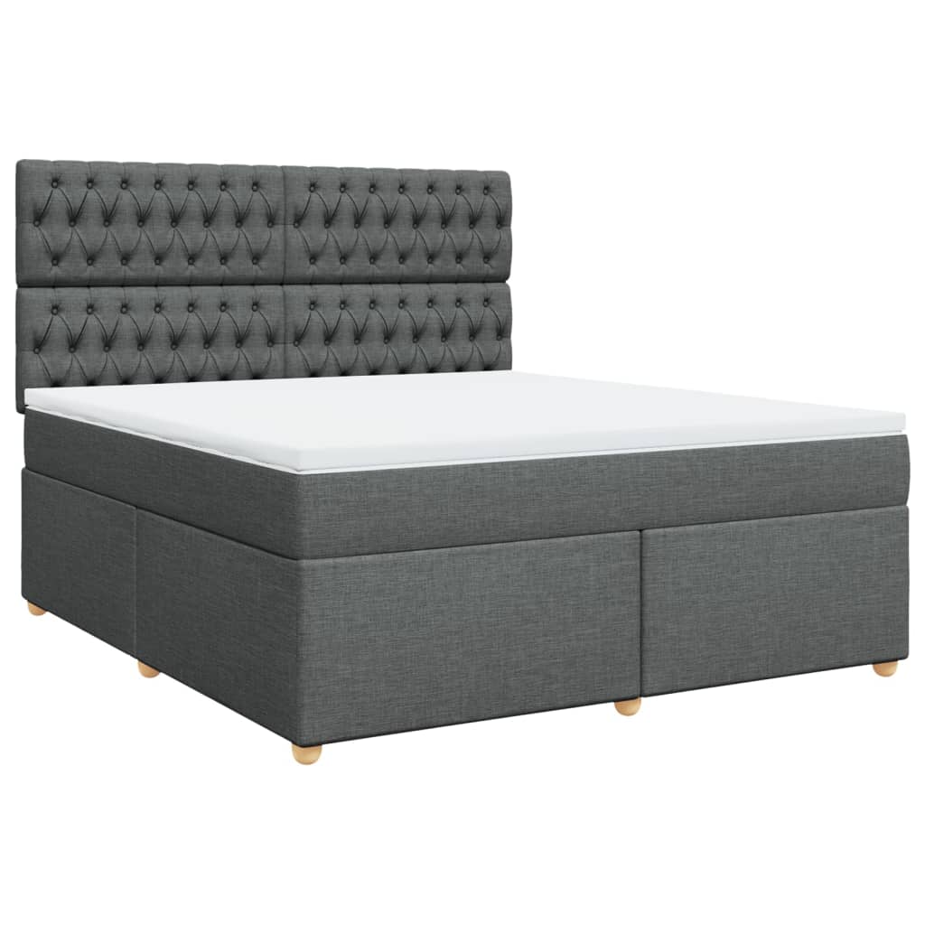 vidaXL Boxspring met matras stof donkergrijs 180x200 cm grijs, foto 3