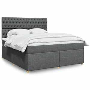 Box spring postel s matrací tmavě šedá 180x200 cm textil - obrázek 1